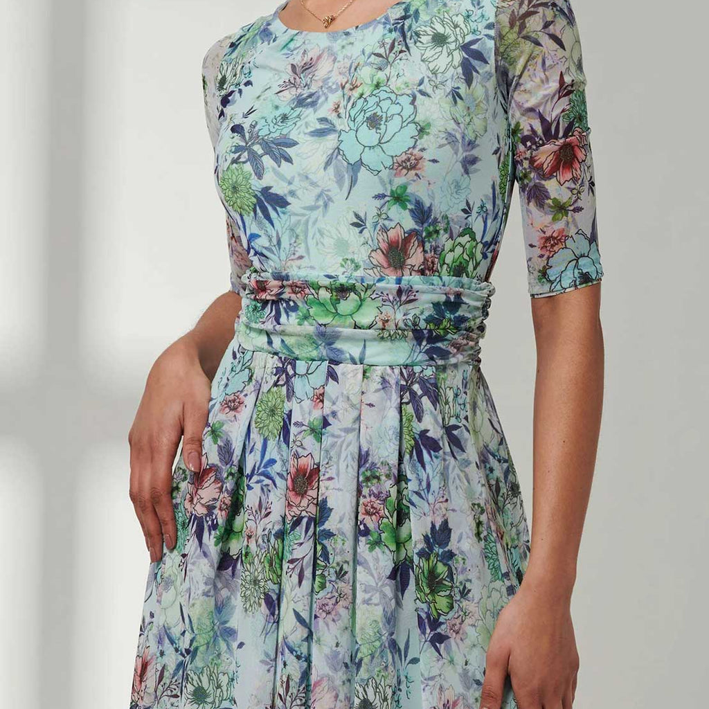 chinese dress ladies Jolie Moi Bella Floral Mesh Maxi Dress, Green Floral