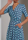Jolie Moi Bree Geo Jersey Maxi Dress, Green Geo