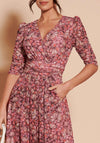 Jolie Moi Dasha Ruched Sleeve Maxi Dress, Pink Multi
