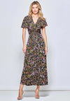 Jolie Moi Twist Front Maxi Dress, Black Ditsy