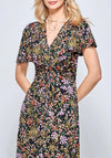 Jolie Moi Twist Front Maxi Dress, Black Ditsy