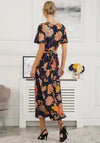 Jolie Moi Sheyra Floral Print Jersey Maxi Dress, Navy Orange