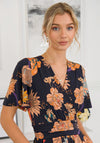 Jolie Moi Sheyra Floral Print Jersey Maxi Dress, Navy Orange