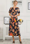Jolie Moi Sheyra Floral Print Jersey Maxi Dress, Navy Orange