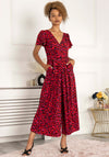 Jolie Moi Devorah Animal Print Culotte Jumpsuit, Red