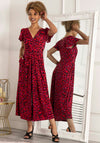 Jolie Moi Devorah Animal Print Culotte Jumpsuit, Red