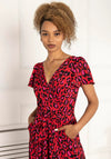 Jolie Moi Devorah Animal Print Culotte Jumpsuit, Red