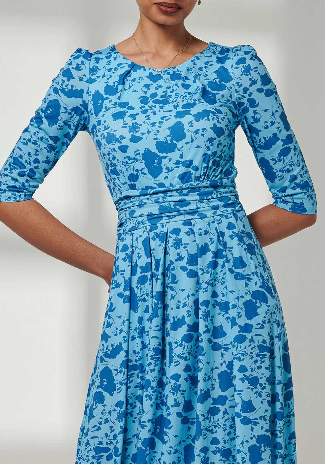 Jolie Moi Goldie Jersey Maxi Dress, Blue Floral - McElhinneys