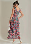 Jolie Moi Layered Hem Mesh Maxi Dress, Pink Multi