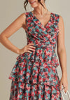 Jolie Moi Layered Hem Mesh Maxi Dress, Pink Multi