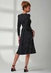 Jolie Moi Rafella Long Sleeve Midi Dress, Black Spot