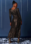 Jolie Moi Sparkly Wrap Frill Hem Maxi Dress, Rose Gold