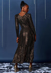 Jolie Moi Sparkly Wrap Frill Hem Maxi Dress, Rose Gold
