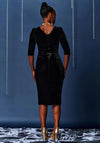 Jolie Moi Velvet Tie Detail Midi Bodycon Dress, Black
