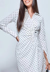 Jolie Moi Buckle Polka Dot Midi Dress, White & Black