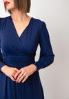 Jolie Moi Long Sleeve Soft Silky Jersey Midi Dress, Navy