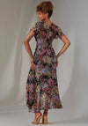 Jolie Moi Floral Dipped Hem Wrap Dress, Black Multi