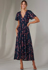 Jolie Moi Floral Mesh Midaxi Dress, Navy