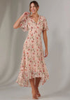 Jolie Moi Charlotte Pleated Floral Chiffon Dress, Pink