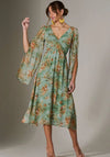 Jolie Moi Chiffon Split Sleeve Floral Midi Dress, Green