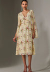 Jolie Moi Chiffon Split Sleeve Floral Midi Dress, Yellow
