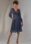Jolie Moi Long Sleeve Printed Midi Dress, Navy