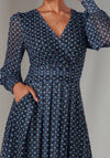 Jolie Moi Long Sleeve Printed Midi Dress, Navy