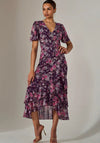 Jolie Moi Mesh Floral Frill Midaxi Dress, Purple