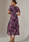 Jolie Moi Mesh Floral Frill Midaxi Dress, Purple