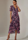 Jolie Moi Mesh Floral Frill Midaxi Dress, Purple