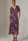 Jolie Moi Mesh Floral Frill Midaxi Dress, Purple