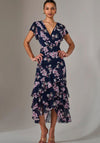 Jolie Moi Chiffon Floral Ruffle Maxi Dress, Navy