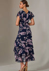 Jolie Moi Chiffon Floral Ruffle Maxi Dress, Navy