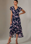 Jolie Moi Chiffon Floral Ruffle Maxi Dress, Navy