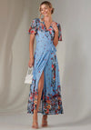 Jolie Moi Mirror Mesh Wrap Maxi Dress, Blue