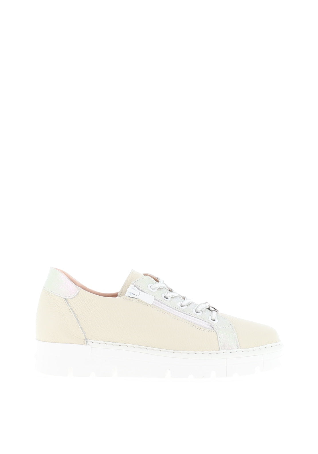 Jose Saenz Zip Detail Laced Trainers, Cream