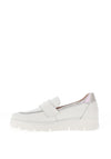 Jose Saenz Buckle Trim Pebbled Leather Loafers, Cream