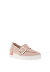 Jose Saenz Buckle Trim Pebbled Leather Loafers, Blush