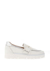 Jose Saenz Buckle Trim Pebbled Leather Loafers, White
