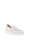 Jose Saenz Buckle Trim Pebbled Leather Loafers, White