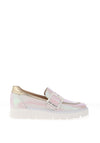 Jose Saenz Buckle Trim Pebbled Leather Loafers, Pink