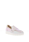 Jose Saenz Buckle Trim Pebbled Leather Loafers, Pink