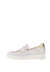 Jose Saenz Buckle Trim Pebbled Leather Loafers, Pink