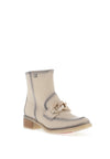 Jose Saenz Chain Link Pebbled Ankle Boot, Beige