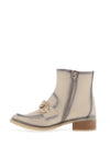 Jose Saenz Chain Link Pebbled Ankle Boot, Beige