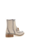 Jose Saenz Chain Link Pebbled Ankle Boot, Beige