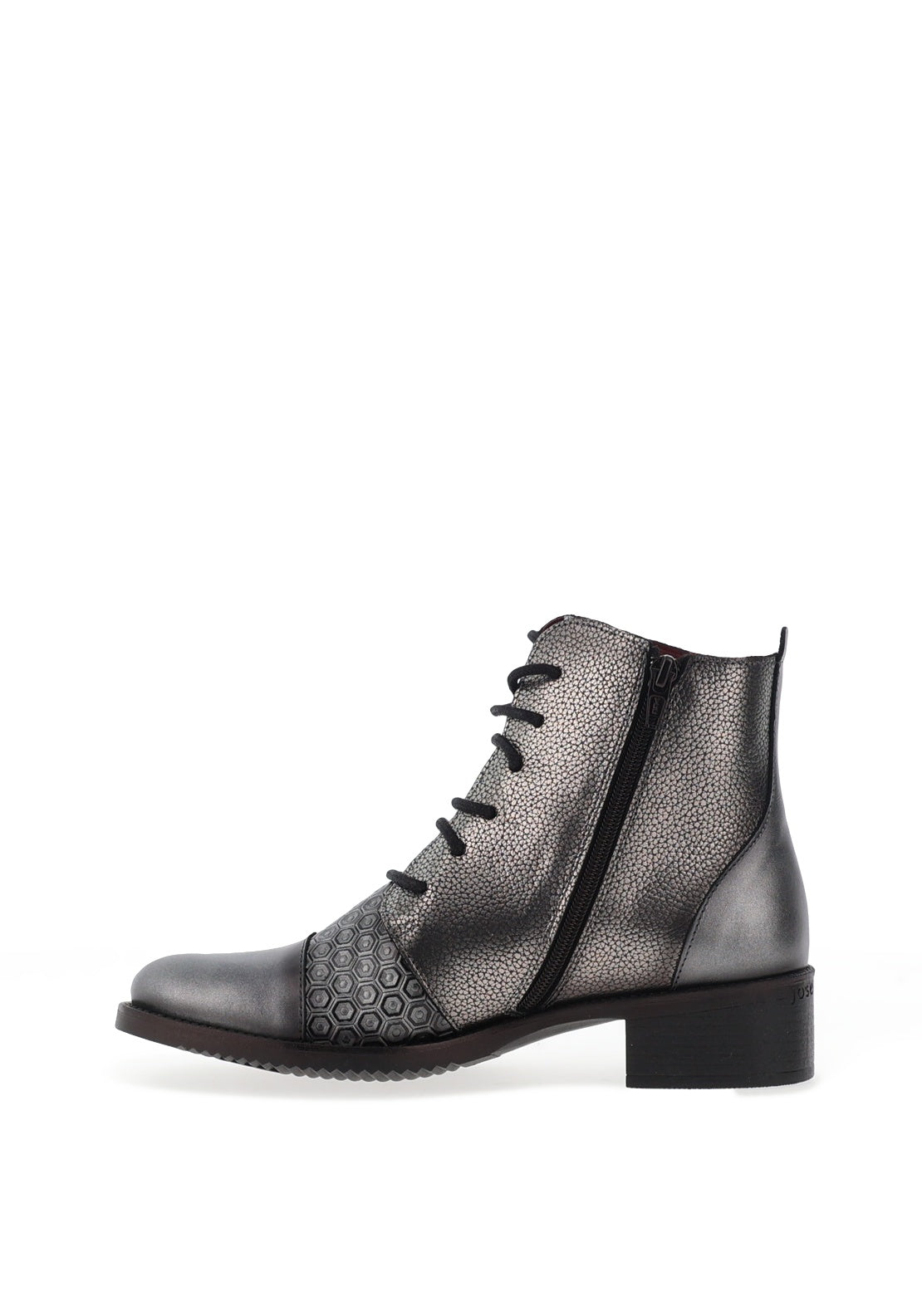 Jose Saenz Metallic Lace Up Ankle Boots, Metallic Grey
