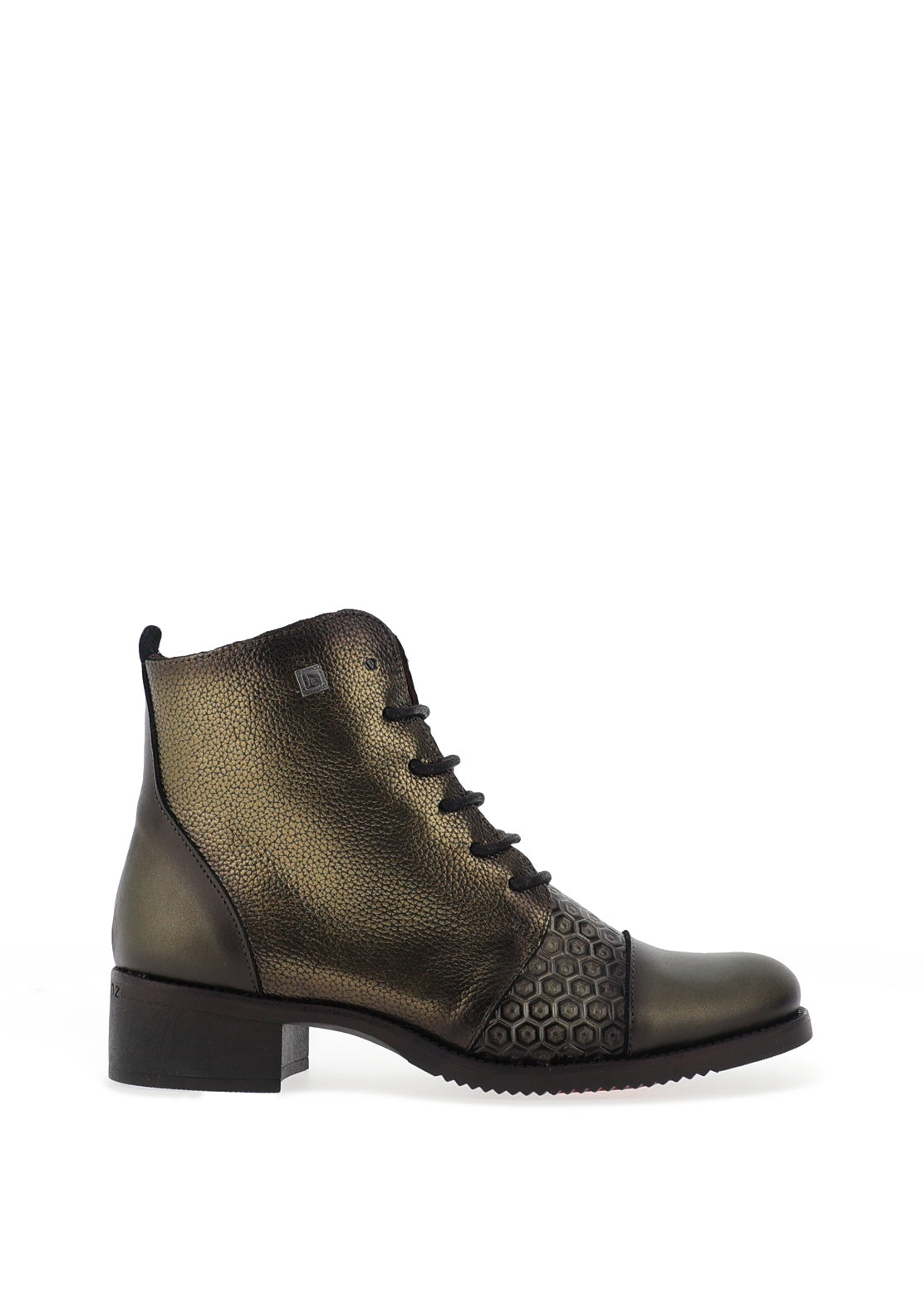 Jose Saenz Metallic Lace Up Ankle Boots, Khaki Green