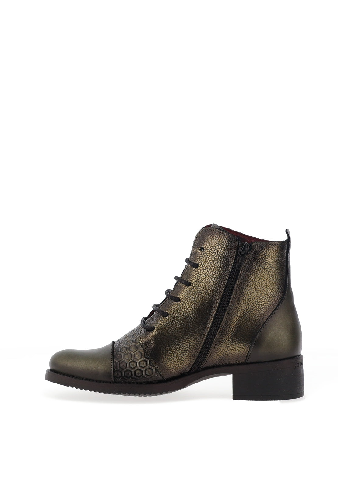 Jose Saenz Metallic Lace Up Ankle Boots, Khaki Green