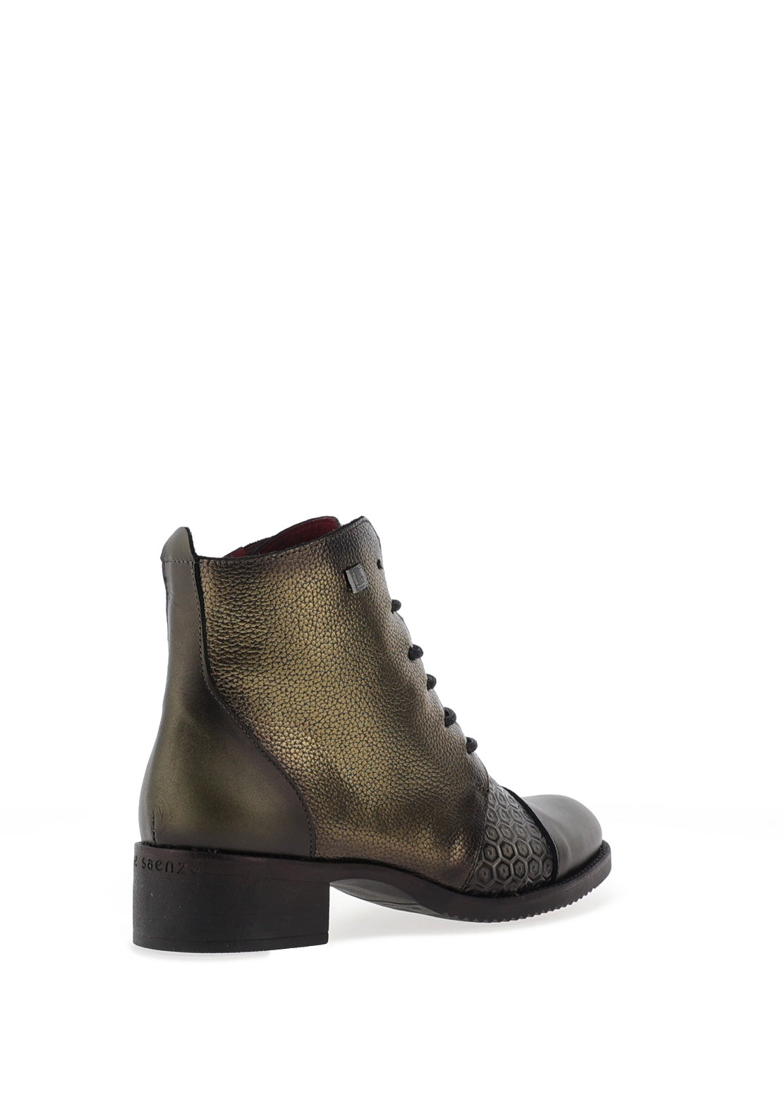 Jose Saenz Metallic Lace Up Ankle Boots, Khaki Green